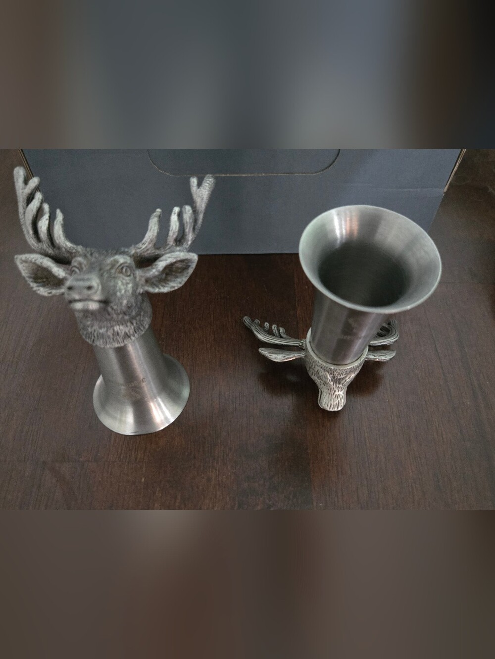 Vintage Jagermeister Shot Glass Metal Deer Head Vintage Pewter Stag